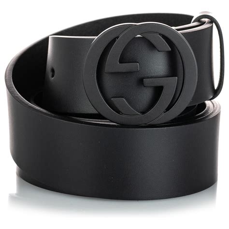 Ceinture en cuir gg buckle Gucci Noir taille 90 cm en Cuir.